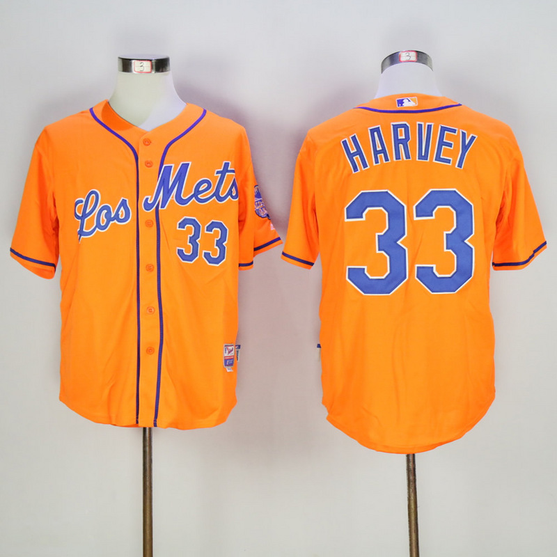 Men New York Mets #33 Harvey Orange MLB Jerseys